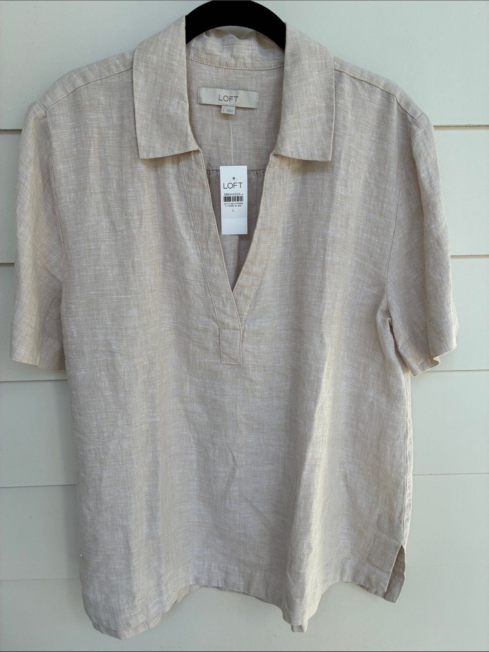 LOFT Linen Polo in Light Beige